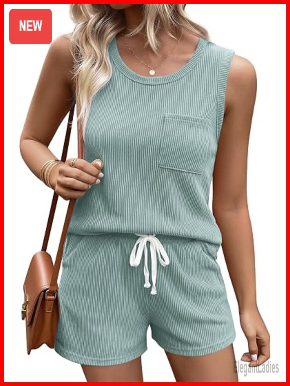 Women's Lounge Set with Shorts & Pockets Sleeveless Tank Top 2-Piece